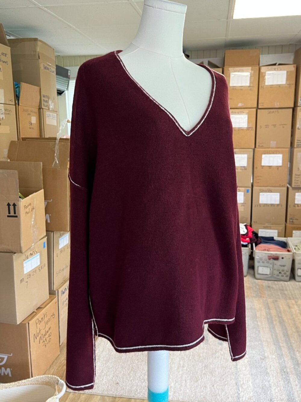 Vince Camuto V-Neck Sweater Pants Lounge Set XL Burgundy - Picture 8 of 16